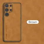 Samsung Galaxy S26 Ultra Sheepskin Back Cover with Hard PC Sides and Side Grip Lines Brown