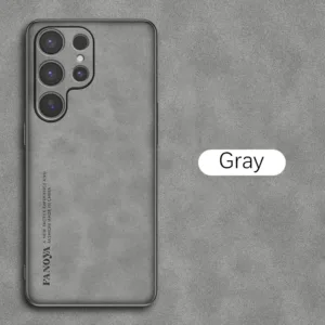 Samsung Galaxy S26 Ultra Sheepskin Back Cover with Hard PC Sides and Side Grip Lines Gray