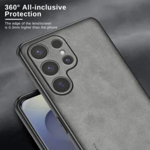 Samsung Galaxy S26 Ultra Sheepskin Back Cover with Hard PC Sides and Side Grip Lines Grey Back