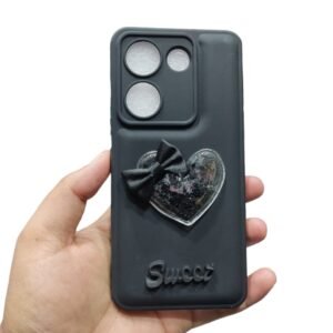 Tecno Camon 20 / Camon 20 Pro Shiny Glitter Case - Tecno Camon 20 / Camon 20 Pro, Black Heart