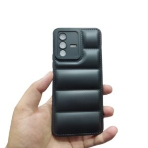 Vivo V23 5G ( V23 5G ) Soft Puffer Down Puffer Matte Case - Vivo V23 5G, Black Down