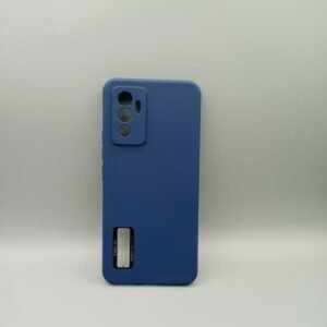 Vivo V23e ( V23E ) Soft Matt Color Butto Matte Shockproof Case - Vivo_ V23e, Blue Logo