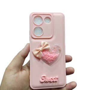 Tecno Camon 20 / Camon 20 Pro Shiny Glitter Case - Tecno Camon 20 / Camon 20 Pro, Pink Heart