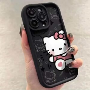 Vivo Y51s Black Hello Kitty Design Solid Raised Bump Cover