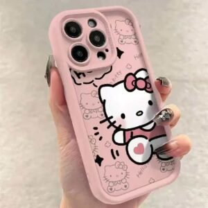 Vivo Y51s Pink Hello Kitty Design Solid Raised Bump Cover